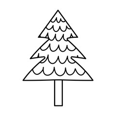 pine tree with snow decoration merry christmas icon thick line