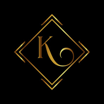 K letter logo design golden color. Letter K with golden color in black  background. Stock Vector | Adobe Stock