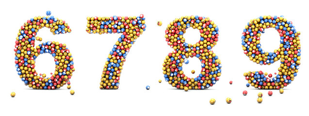  Emoji reactions numbers 6, 7, 8, 9. Numbers emoticons set for social medias and social networks. 3D render.