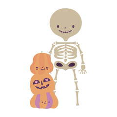 happy halloween celebration skeleton with pumpkins creepy