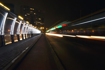Fototapeta na wymiar Drive fast, bus city trasport on the bridge