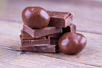 Chocolate pieces and balls.