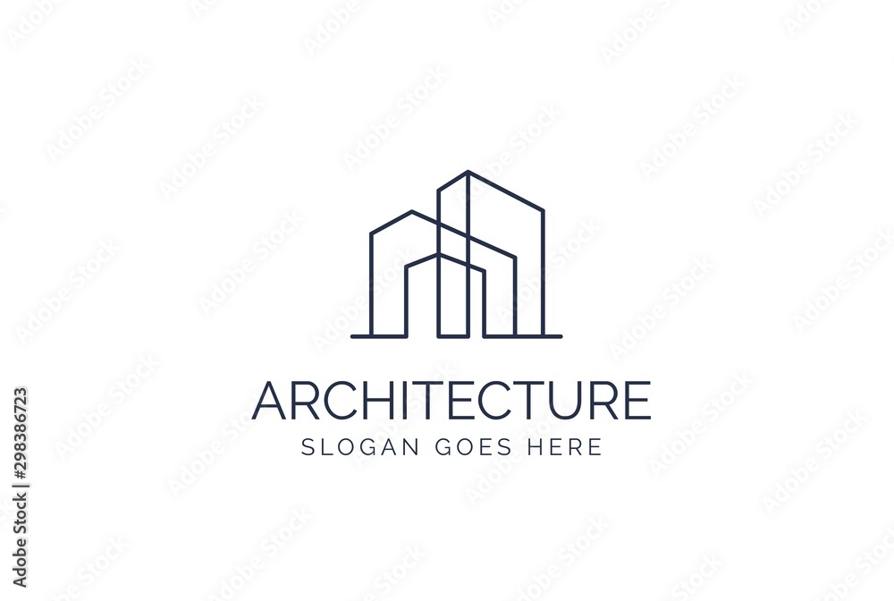 Canvas Prints simple modern building architecture logo design with line art skyscraper graphic