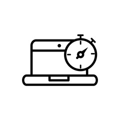 laptop stopwatch delivery icon thick line