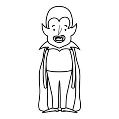 happy halloween celebration boy dracula with cape costume line style