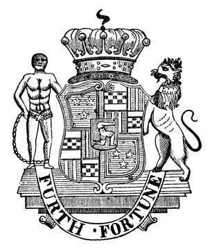 Seal Of Lord Dunmore Is A Royal Governor Of Virginia, Vintage Engraving.