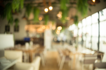 abstract light bokeh background in blur restaurant