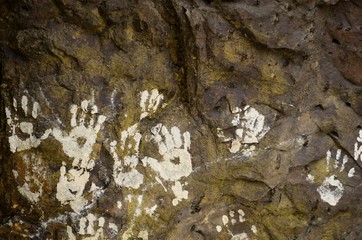 hand print on rock