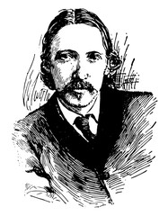 Robert Louis Stevenson, vintage illustration - obrazy, fototapety, plakaty