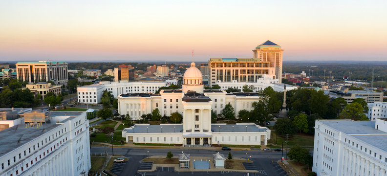 Dexter Avenue leads to the classic statehouse in downtown Montgomery Alabama