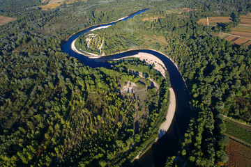 Aerial photo  the Drava River in Croatia