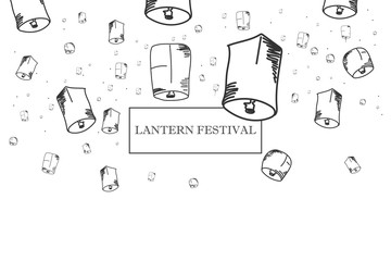 Hand drawn lantern festival on white background. Vector illustration.  © Happy-Lucky