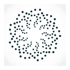 Radial halftone dots in circle form. Fireworks explosion background. Circular design element. Abstract geometric star rays. Design element for medical, treatment, cosmetic emblem