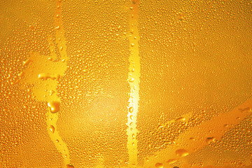 drops on the cold beer bottle and sunlight