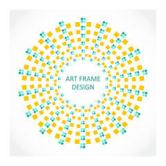 Radial squares in circle form. Fireworks explosion background. Circular design element. Abstract geometric star rays. Design element for medical, treatment, cosmetic emblem