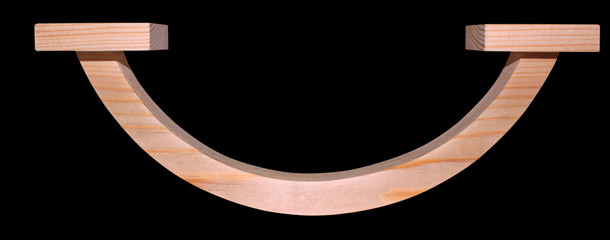 Balance concept, board on wooden top hat like balance isolated on the black background, balancing on seesaw in uncertainty concept