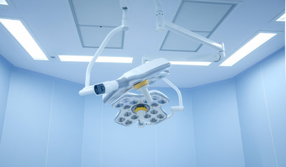 Sugical lamps in modern blue Operation room and blue filter