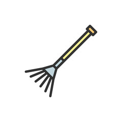 Rake flat color line icon. Isolated on white background