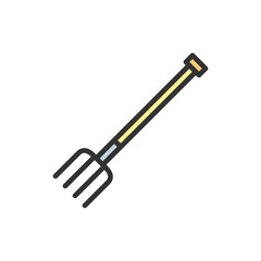 Vector pitchfork, fork flat color line icon.