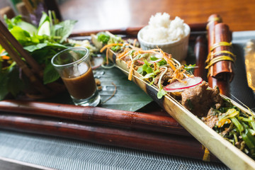 steamed meat in bamboo stick menu vietnamese