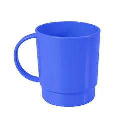 blue plastic cup isolated on white background with clipping path
