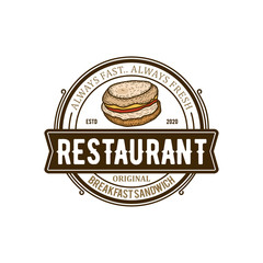Burger logo for food and drink restaurant - cafe bar 