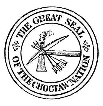 Choctaw Seal of the Choctaw Nation, vintage engraving.