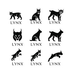 set lynx logo icon designs - obrazy, fototapety, plakaty