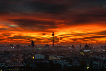 berlin tv tower sunset skyline view