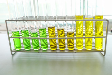 colorful test tube in laboratory