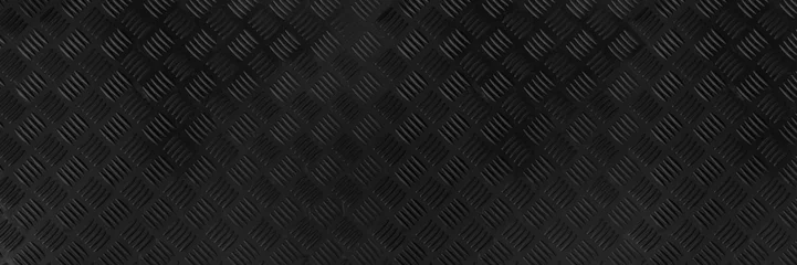 Foto op Canvas Panorama zwart donkergrijs Checker Plate abstracte vloer metalen stanless achtergrond roestvrij patroon oppervlak. wilde foto © Nattaro