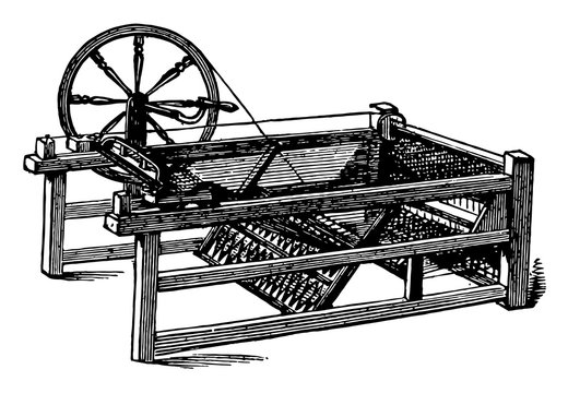 The Spinning Jenny, vintage illustration.