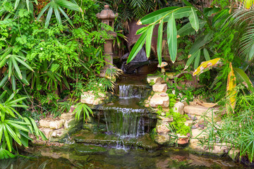 Waterfall in decorative pond