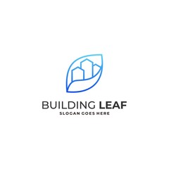 Building With Leaf and Circle Illustration Vector Template.
