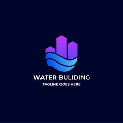 Building With Water and Circle Illustration Vector Design Template.