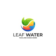 Leaf with Water Designs Concept illustration Vector Template.