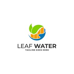 Leaf with Water Designs Concept illustration Vector Template.