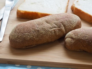 Whole wheat bread and  plain bread