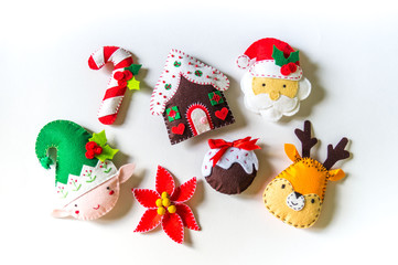 Workshop made of felt. Toy for decorating the Christmas tree.