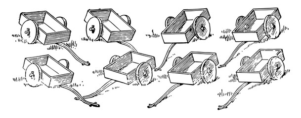 Eight Wagons, vintage illustration © Morphart