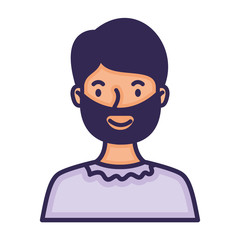 man with beard avatar character fill style