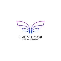 The book is open full color with Wings design, turning pages. book design vector illustration.