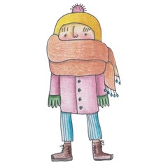cool illustration of children in the scarf for your print, sticker on a white background.