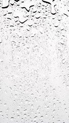 Water rain droplets on clear transparent glass background, clear water vapor bubbles on window glass surface.