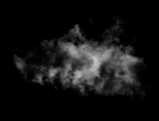 White smoke on black background. Smoke isolated on black