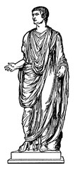 Emperor Tiberius Wearing a Toga, vintage illustration - obrazy, fototapety, plakaty