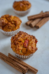 Home made Autumn Pumpkin Spice Muffins on a table
