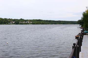 Fototapeta na wymiar View to Volga river from the promenade of Plyos, Russia