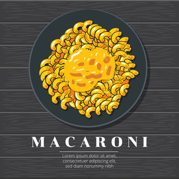 macaroni cheese pasta tasty cook dinner vector graphic design