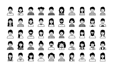 group of people avatars characters line style